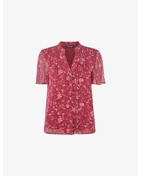 Whistles - Floral-Print V-Neck Woven Blouse - Lyst