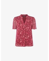 Whistles - Floral-Print V-Neck Woven Blouse - Lyst