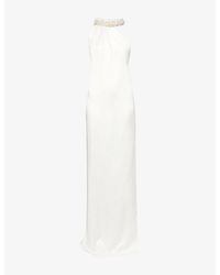 Stella McCartney - Embellished Halterneck Asymmetric Satin Dress - Lyst