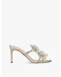Rene Caovilla - Floral Strap 80 Satin Heeled Sandals - Lyst