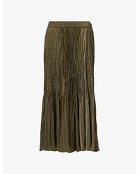 eem - Pleated Elasticated-Waist Woven Midi Skirt - Lyst
