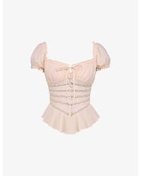 House Of Cb - Cara Peplum-Hem Chiffon Top Xs (D-E Cup) - Lyst