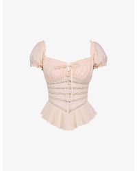 House Of Cb - Cara Peplum-Hem Chiffon Top Xs (D-E Cup) - Lyst