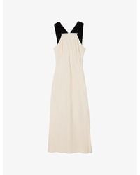 Whistles - Buckle-Strap Slim-Fit Woven Midi Dress - Lyst