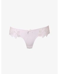 Agent Provocateur - Lindie Mid-Rise Embroidered Floral Mesh Briefs - Lyst