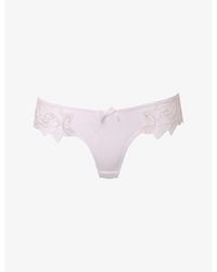 Agent Provocateur - Lindie Mid-Rise Embroidered Floral Mesh Briefs - Lyst