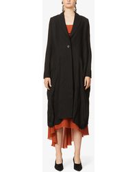 Uma Wang Celia Single-breasted Linen And Wool-blend Twill And Jacquard Coat - Black