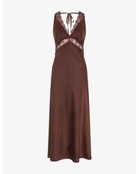 OMNES - Aurelia Lace-Trim Satin Maxi Dress - Lyst