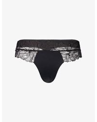 Calvin Klein - Perfectly Fit Lace Stretch-Woven Thong - Lyst
