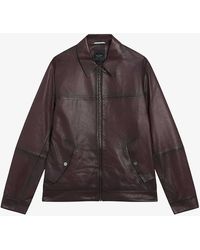 Ted Baker - Jerem Classic-collar Leather Jacket - Lyst