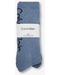 Calvin Klein - Athleisure Branded Pack Of Three Cotton-blend Knitted Socks - Lyst