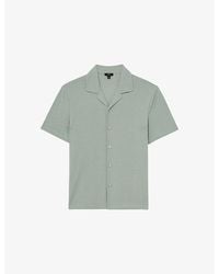 Reiss - Frederick Cuban-Collar Jacquard Stretch-Woven Shirt - Lyst