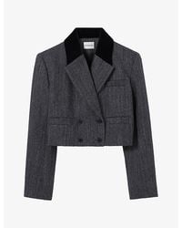Claudie Pierlot - Double-Breasted Cropped Wool-Blend Jacket - Lyst