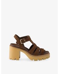 Prada - Fisherman Suede Heeled Platform Sandals - Lyst