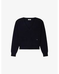 Sandro - V-Neck Branded Wool Jumper - Lyst