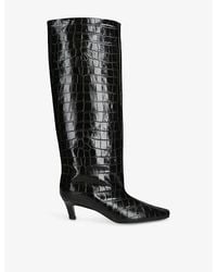 TOTEME - The Wide Shaft Croc-Effect Leather Knee-High Boots - Lyst