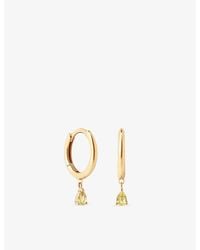 Astrid & Miyu - Pear 14Ct- And Lab-Grown-Sapphire Drop Huggies - Lyst