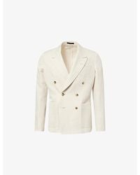 Paul Smith - Double-Breasted Peak-Lapels Cotton And Linen-Blend Blazer - Lyst