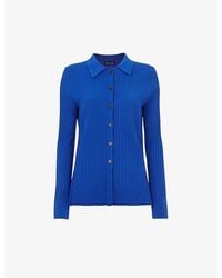Whistles - Collared Long-Sleeve Ribbed Stretch-Knit Shirt - Lyst