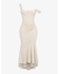 House Of Cb - Cesca Floral-print Corseted Stretch-woven Maxi Dres - Lyst