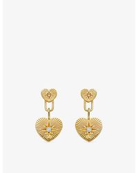 Astley Clarke - Biography Double Heart 18Ct Vermeil And Sapphire Drop Earrings - Lyst