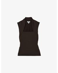 Reiss - Harri Square-Neck Ruched Stretch-Jersey Top - Lyst