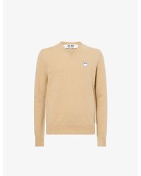 COMME DES GARÇONS PLAY - Heart-Embroidered Knitted Wool Jumper - Lyst