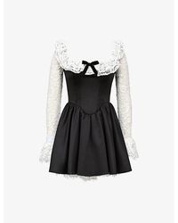 House Of Cb - Cleora Long-Sleeve Cotton-Blend Mini Dress - Lyst