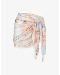 Gracejacob - Cloud Printed Mesh Sarong Skirt - Lyst