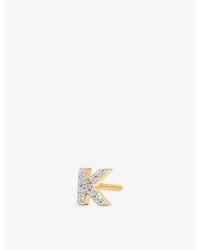 Missoma - Initial K Pave Initial 18Ct Vermeil And Cubic Zirconia Single Stud Earring - Lyst