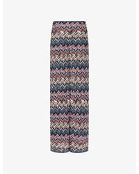 Missoni - Chevron Metallic-Knit Wide-Leg Trousers - Lyst