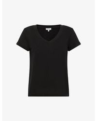 Reiss - Luana V-Neck Cotton-Jersey T-Shirt - Lyst