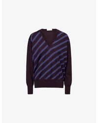 Dries Van Noten - Tishana V-Neck Striped Merino-Wool Jumper - Lyst