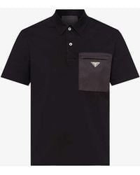 Prada - Brand-plaque Nylon-pocket Stretch-cotton Polo Shirt X - Lyst