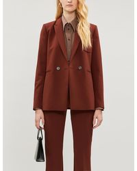 Sandro Double-breasted Stretch-crepe Blazer - Brown