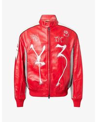 Y-3 - Chito Graphic-Print Leather Jacket - Lyst