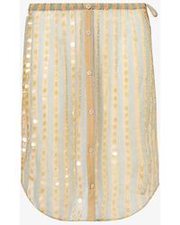 Dries Van Noten - Striped Sequin-embellished High-rise Silk Mini Skirt - Lyst