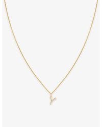 Astrid & Miyu - Initial Y 18Ct-Plated Sterling- And Cubic Zirconia Pendant Necklace - Lyst