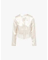 4th & Reckless - Candice Lace-Trim Satin Top - Lyst
