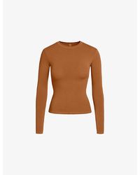 Skims - Slim-Fit Long-Sleeves Stretch-Cotton T-Shirt - Lyst