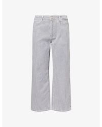 Damson Madder - Anya Micro Check Capri Denim Jeans - Lyst