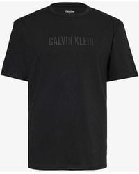 Calvin Klein - Logo-print Crewneck Cotton-jersey T-shirt X - Lyst