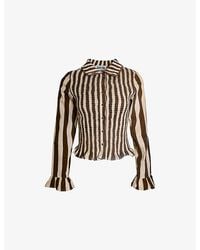 Amy Lynn - Yasmine Striped Smocked Cotton Shirt - Lyst