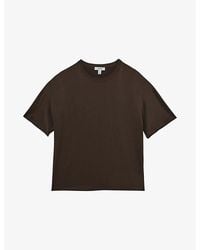 Reiss - Lena Short-Sleeve Silk Top - Lyst