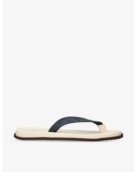 Brunello Cucinelli - White/vy Suede And Leather Flip Flops - Lyst