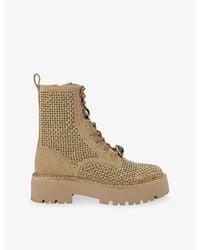 Kurt Geiger - Chelsea Perforated Lace-Up Faux-Leather Boots - Lyst