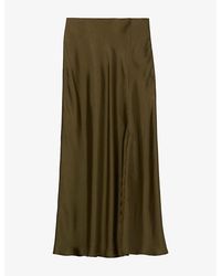 Claudie Pierlot - Lace-Trim Satin Midi Skirt - Lyst