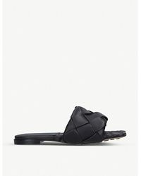 Bottega Veneta - Lido Intrecciato Flat Leather Sandals - Lyst