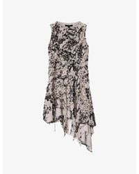 AllSaints - Angie Sleeveless Graphic-Print Woven Mini Dress - Lyst
