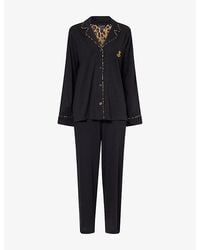 Ralph Lauren - Embroidered-Logo Wide-Leg Cotton-Blend Pyjama Set - Lyst